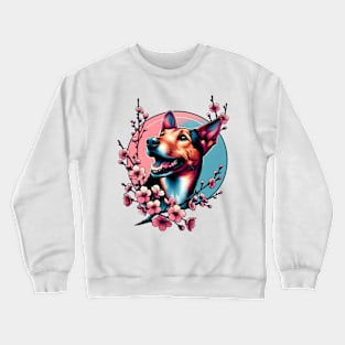 Joyful Jagdterrier Amidst Spring Cherry Blossoms Crewneck Sweatshirt